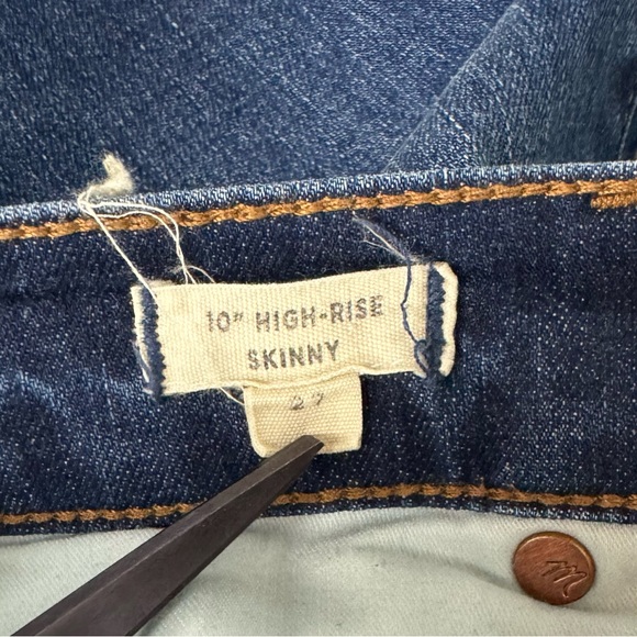 Madewell Jeans Denim 10" High Rise Skinny Drop Hem Rose Cliff Dark Blue Wash - Picture 8 of 9